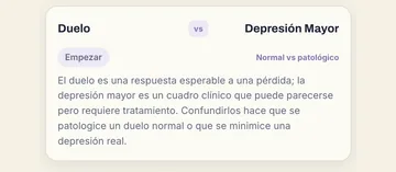 IMAGEN: tarjeta del par Duelo vs Depresión Mayor