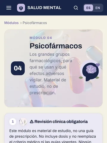 IMAGEN: captura de la app — módulo Psicofármacos