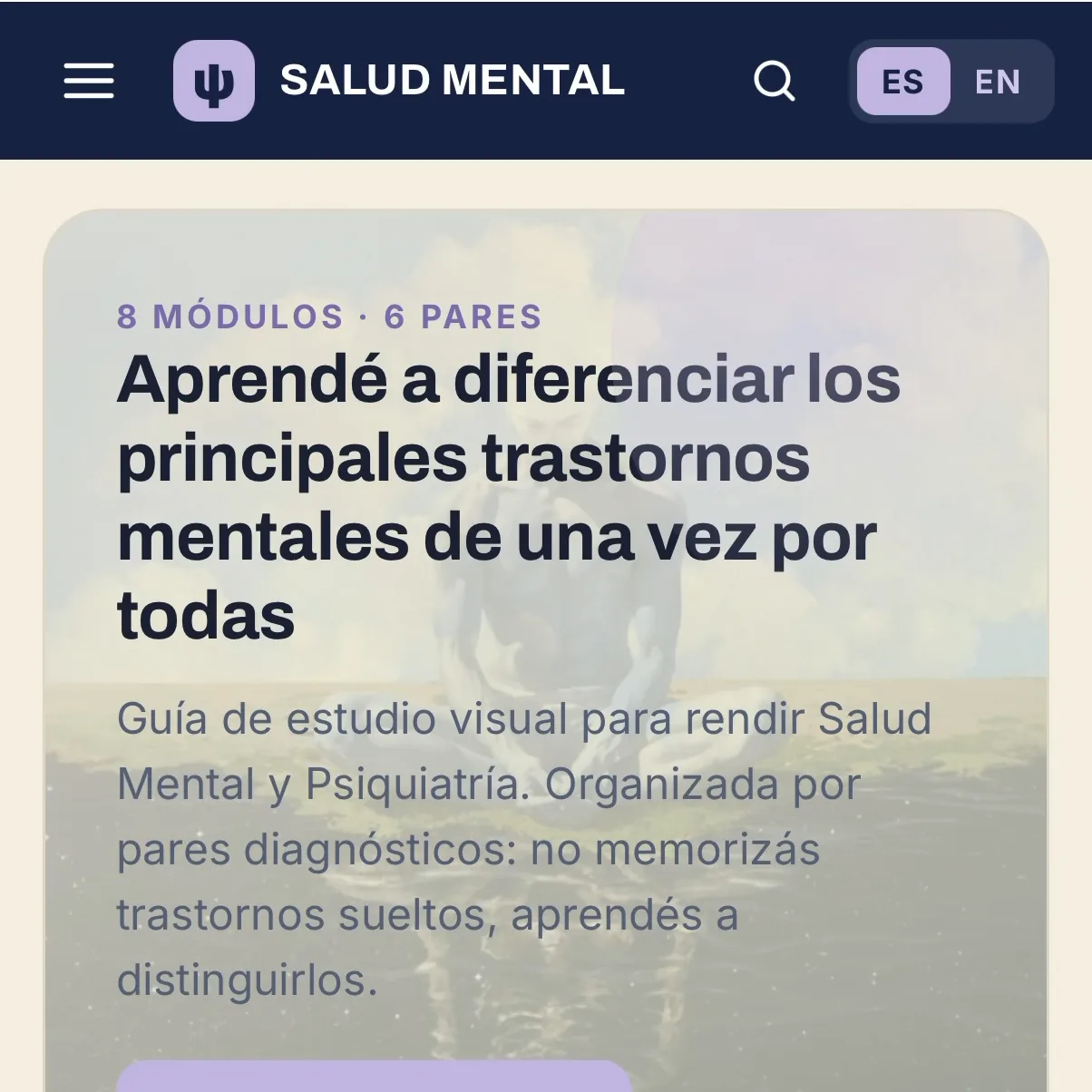 IMAGEN: captura de la app — la pantalla de inicio con los módulos, vista en el celular